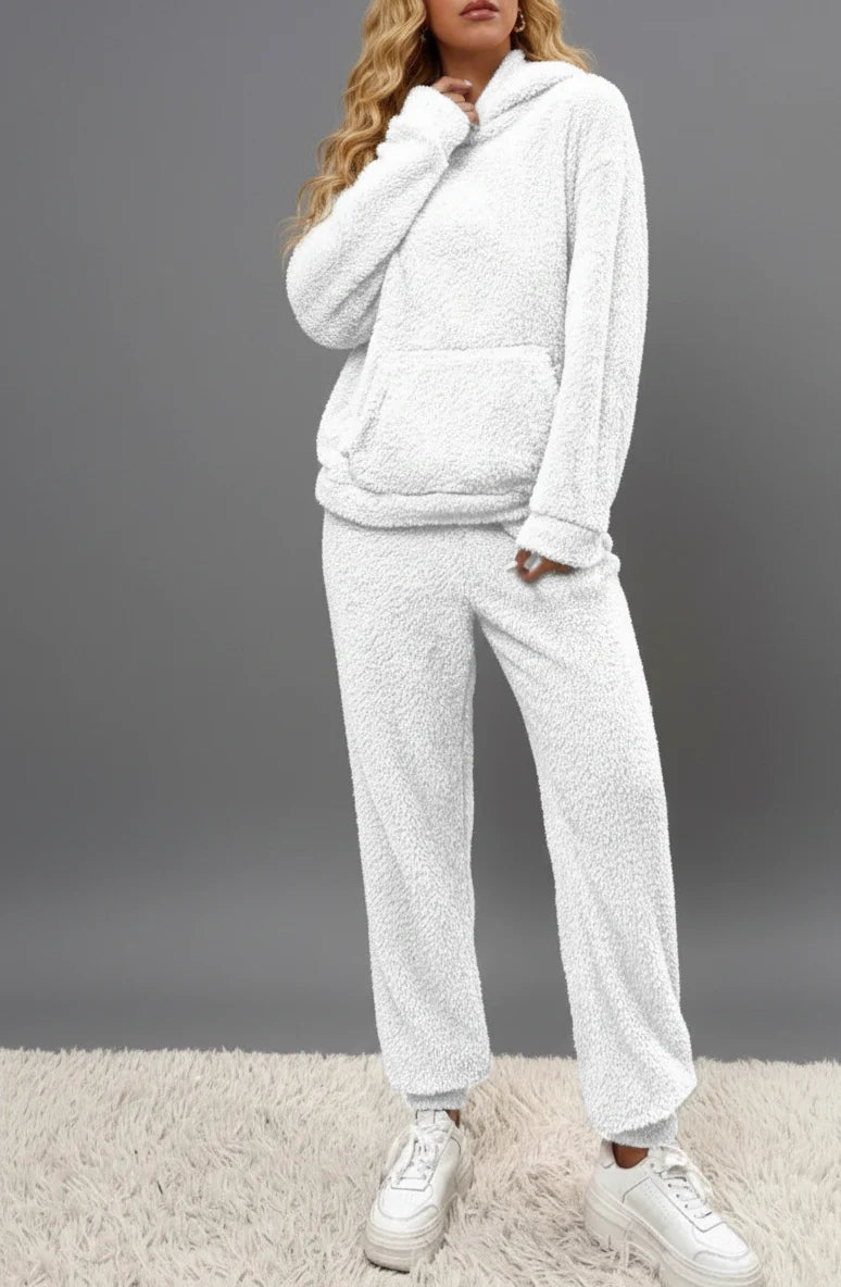 Women's Soft Teddy Hoodie and Pants Loungewear Set