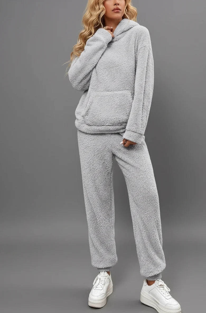 Women's Soft Teddy Hoodie and Pants Loungewear Set