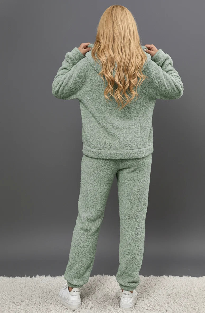 Women's Soft Teddy Hoodie and Pants Loungewear Set