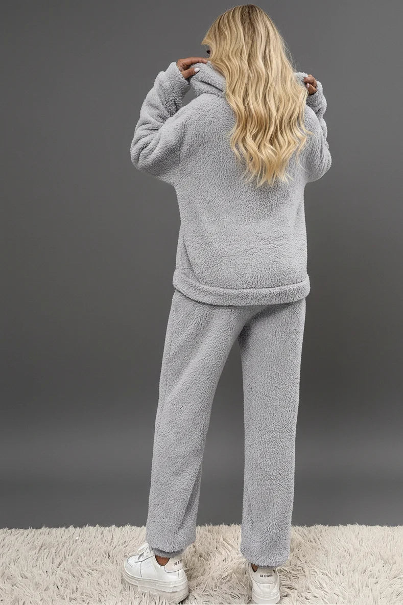 Women's Soft Teddy Hoodie and Pants Loungewear Set