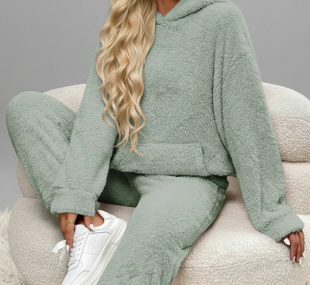 Women's Soft Teddy Hoodie and Pants Loungewear Set