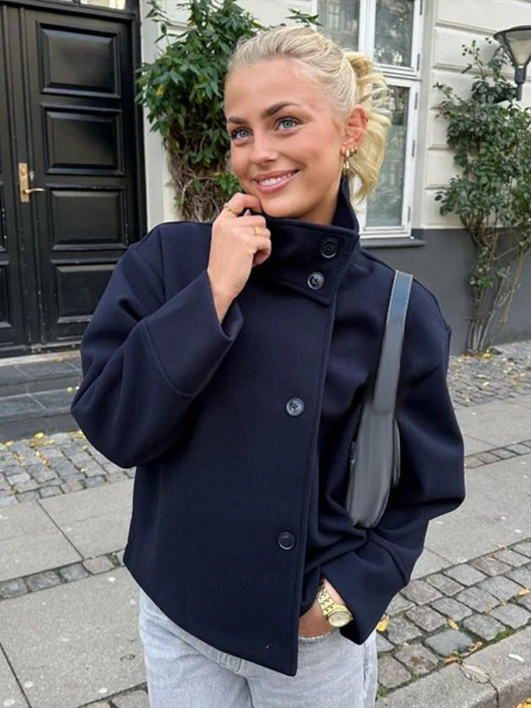 Women's Stand Collar Pea Coat