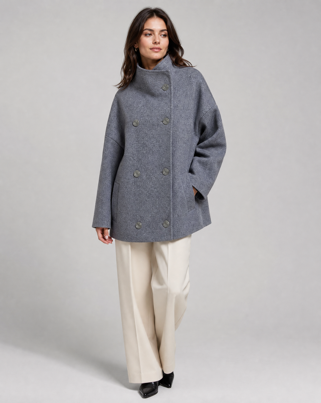 Women's Stand Collar Pea Coat