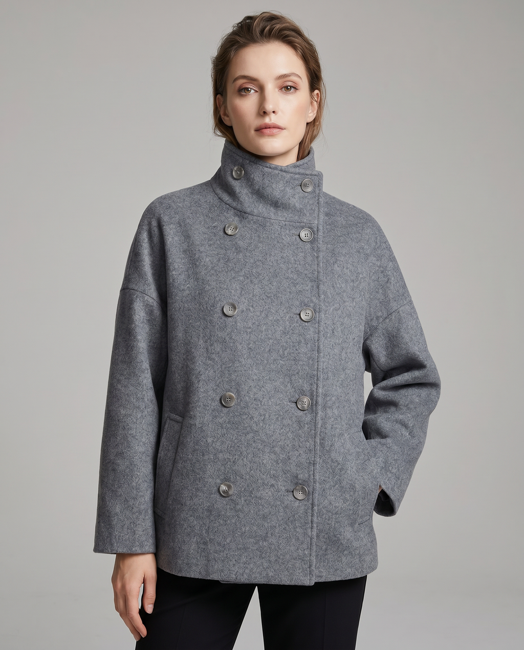 Women's Stand Collar Pea Coat