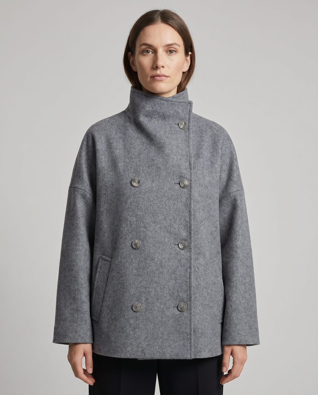 Women's Stand Collar Pea Coat