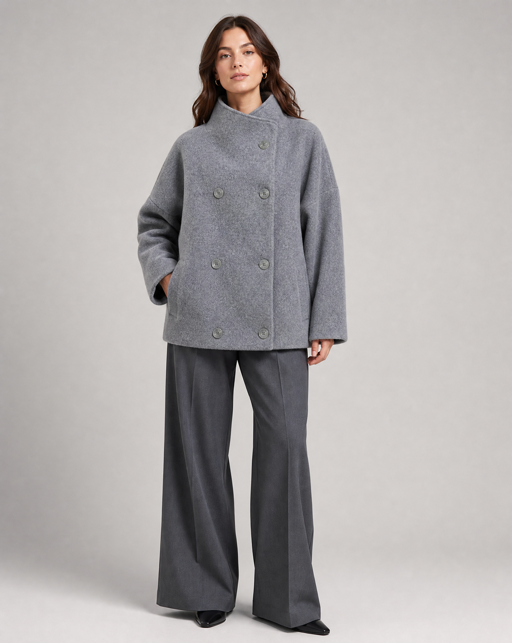 Women's Stand Collar Pea Coat