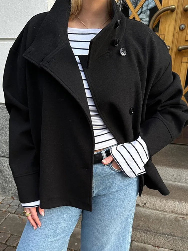 Women's Stand Collar Pea Coat