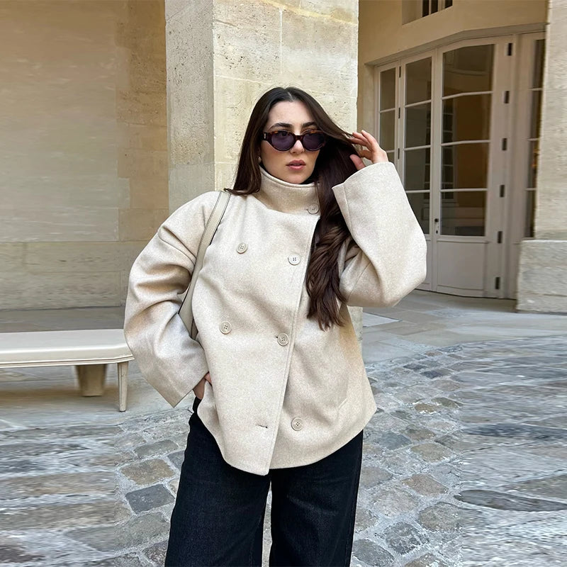Women's Stand Collar Pea Coat