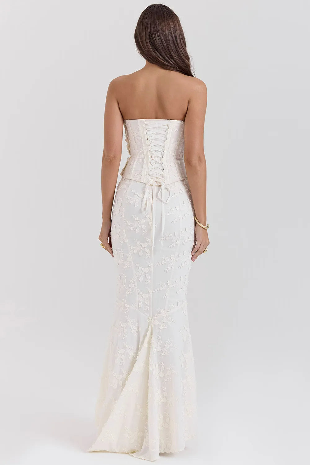 Women's Strapless Embroidered Maxi Dress for Formal Events