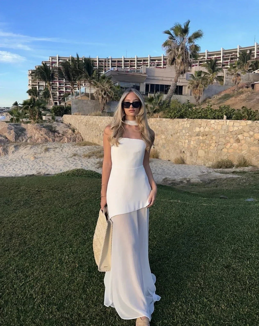 Women's Strapless Maxi Dress with Side Split for Formal Events