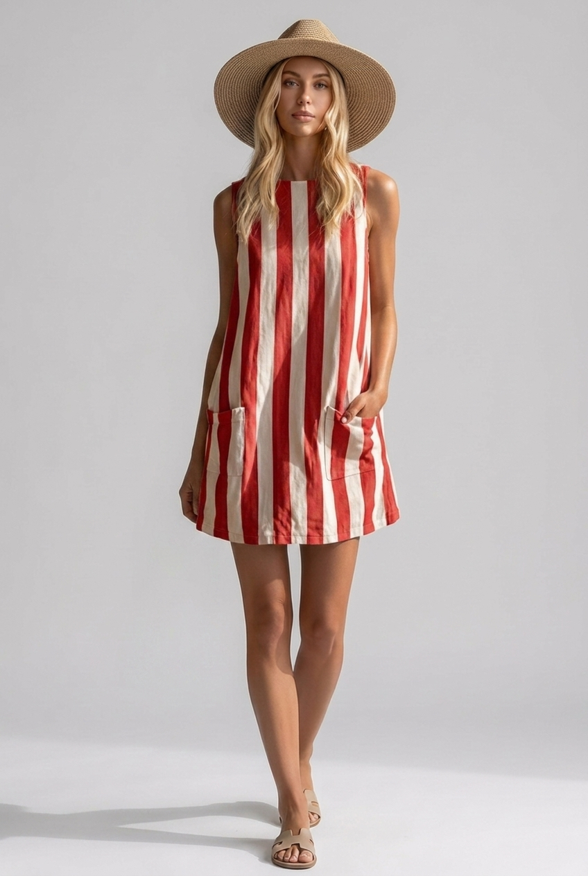 Women's Striped Sleeveless Summer Dress