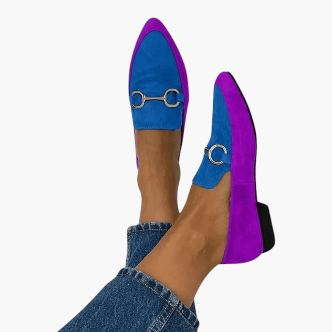 Women's Suede Moccasin Shoes with Metallic Detail