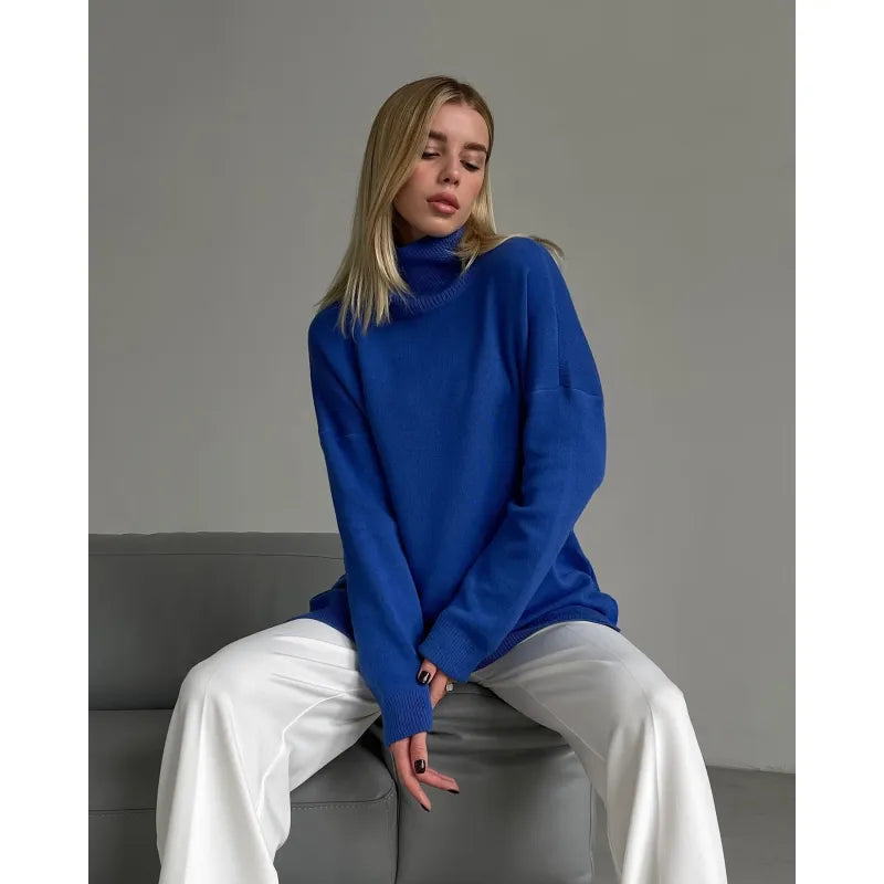 Women's Turtleneck Sweater with Side Slits