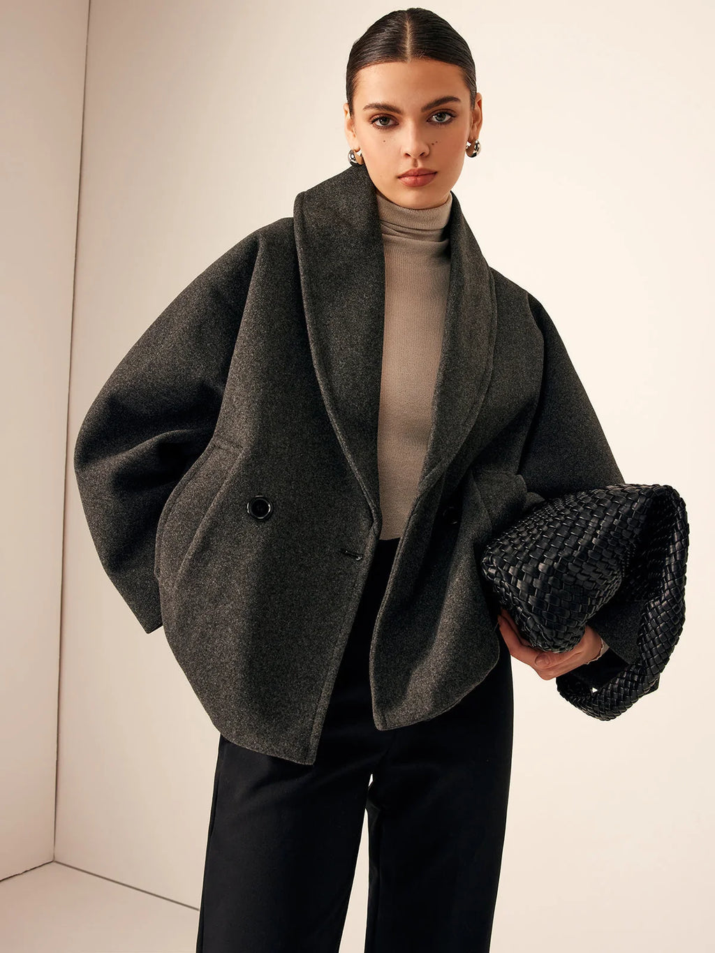 Women's Tweed Short Coat with Button Closure
