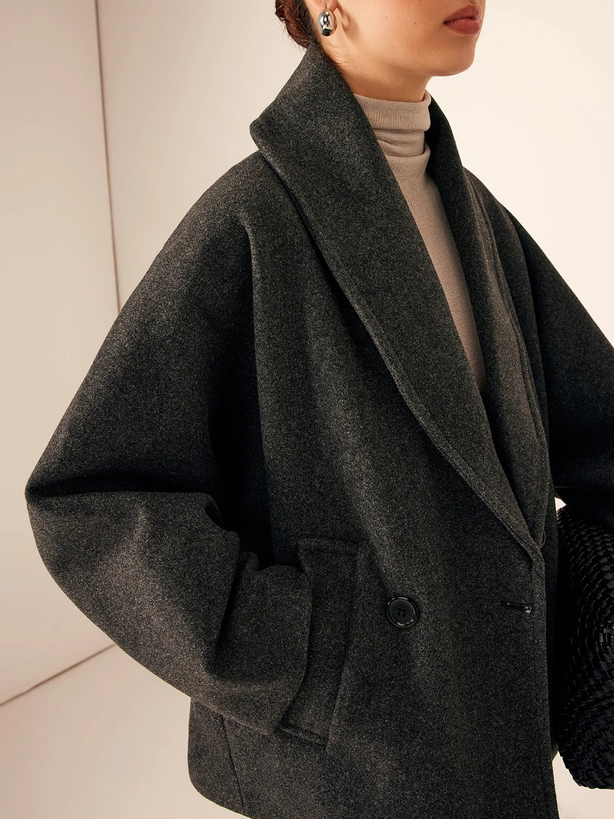 Women's Tweed Short Coat with Button Closure