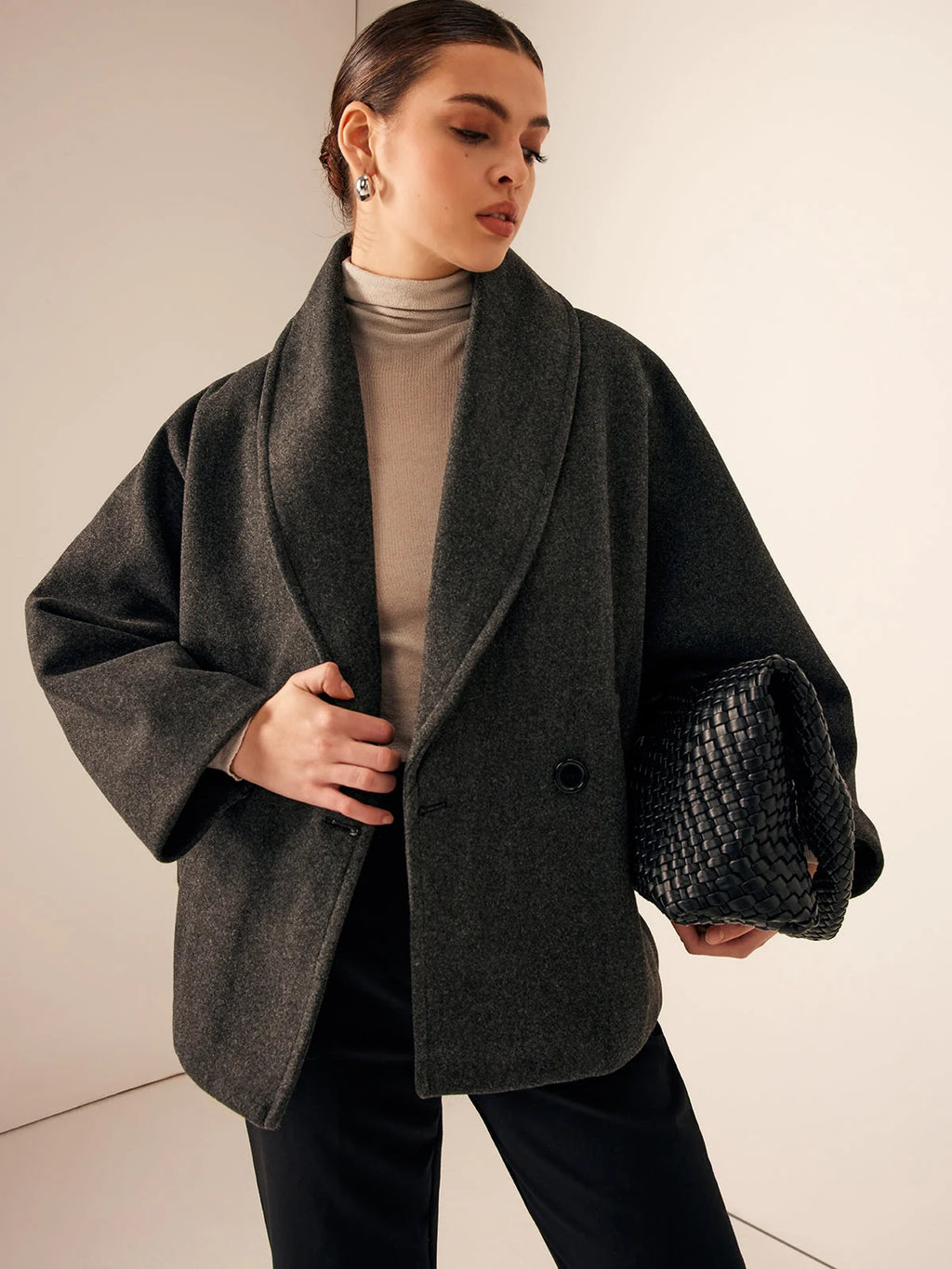 Women's Tweed Short Coat with Button Closure