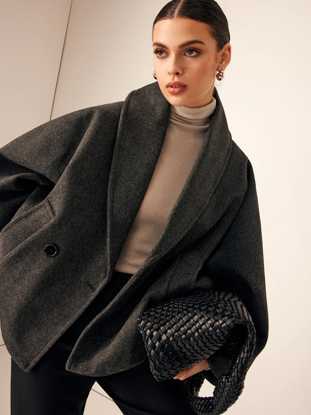 Women's Tweed Short Coat with Button Closure
