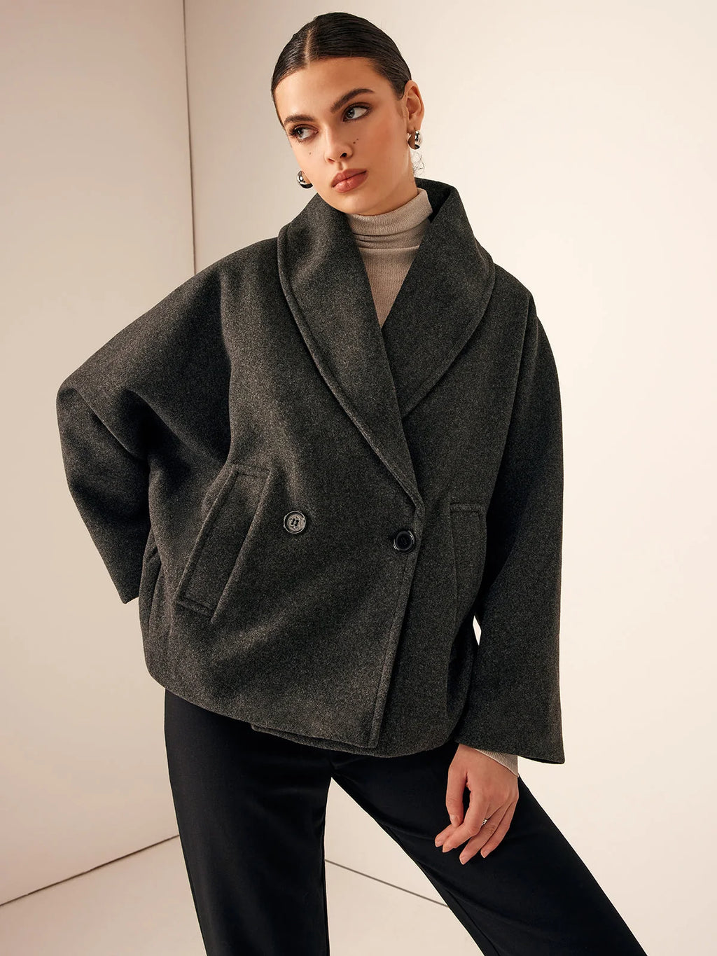 Women's Tweed Short Coat with Button Closure