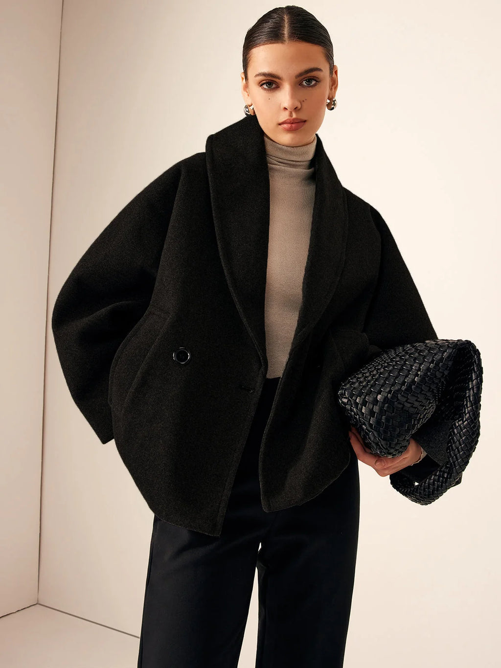 Women's Tweed Short Coat with Button Closure