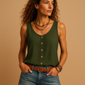 Women's V-Neck Sleeveless Tank Top - Stylish Going Out Top