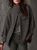 Women's Vintage Oversized Wool Herringbone Coat