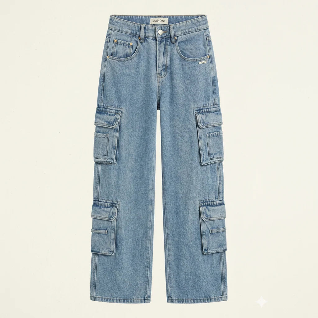 Women's Wide-Leg Baggy Cargo Jeans