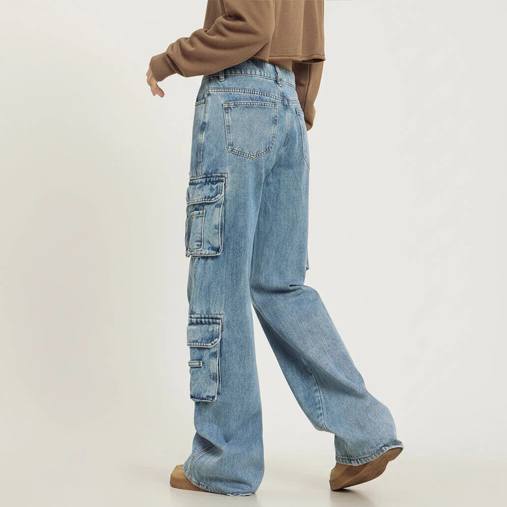 Women's Wide-Leg Baggy Cargo Jeans