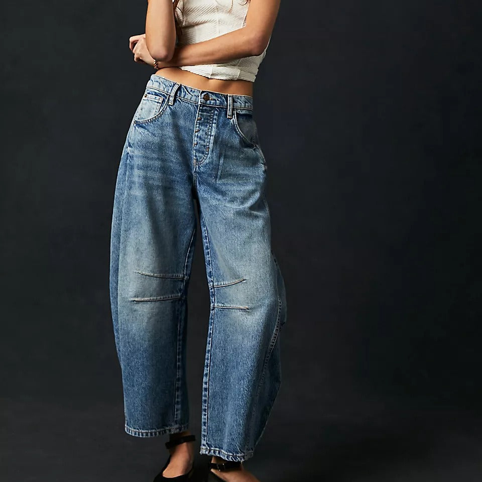 Women's Wide Leg Mid-Rise Denim Jeans