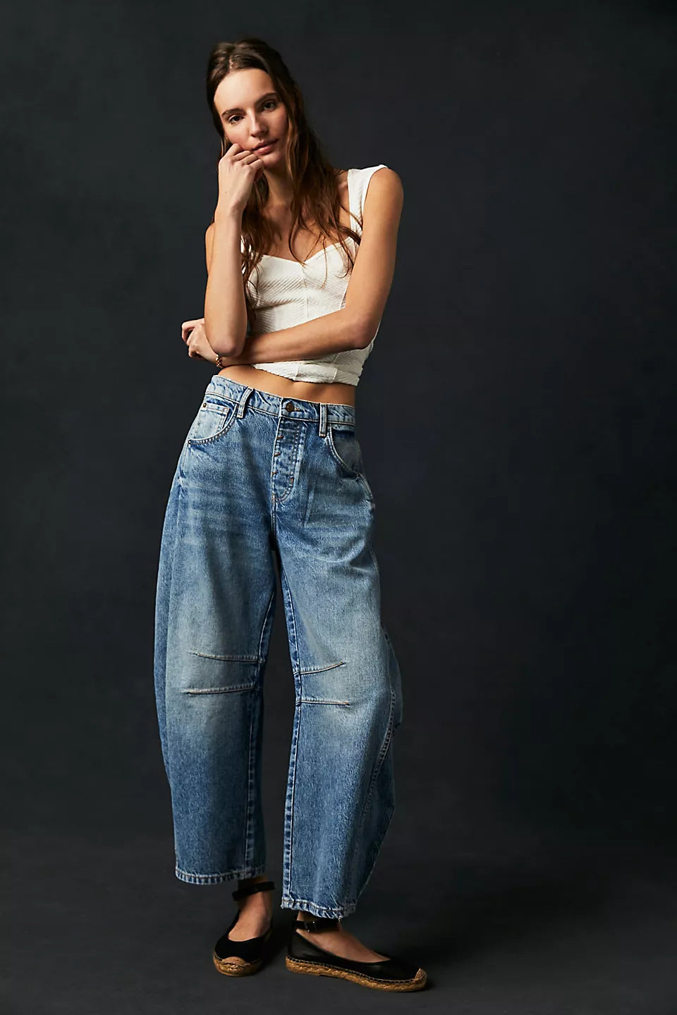Women's Wide Leg Mid-Rise Denim Jeans