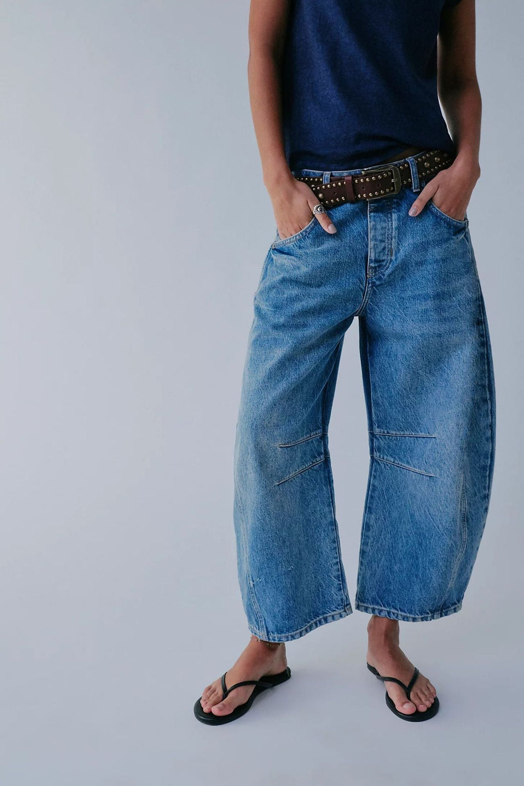 Women's Wide Leg Mid-Rise Denim Jeans