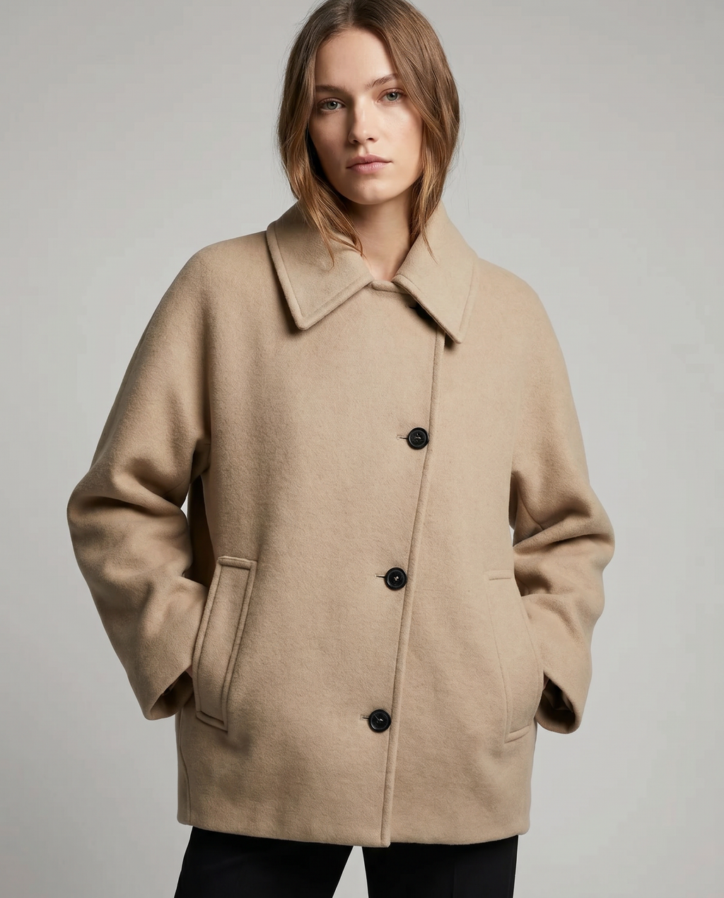 Women's Wool-Blend Short Coat Jacket for Winter
