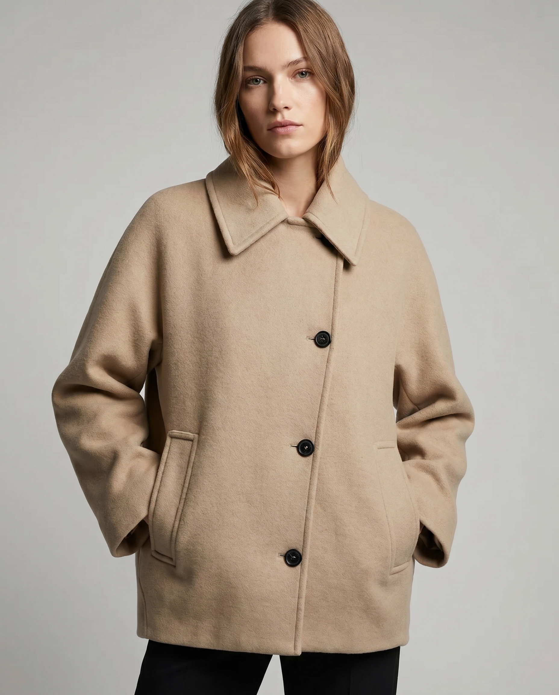 Women's Wool-Blend Short Coat Jacket for Winter