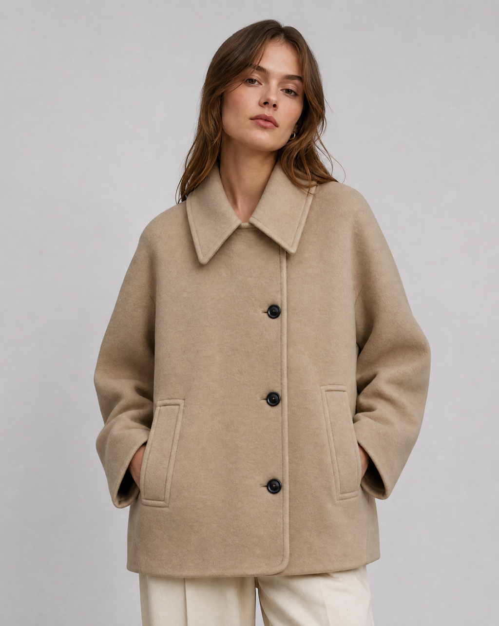Women's Wool-Blend Short Coat Jacket for Winter