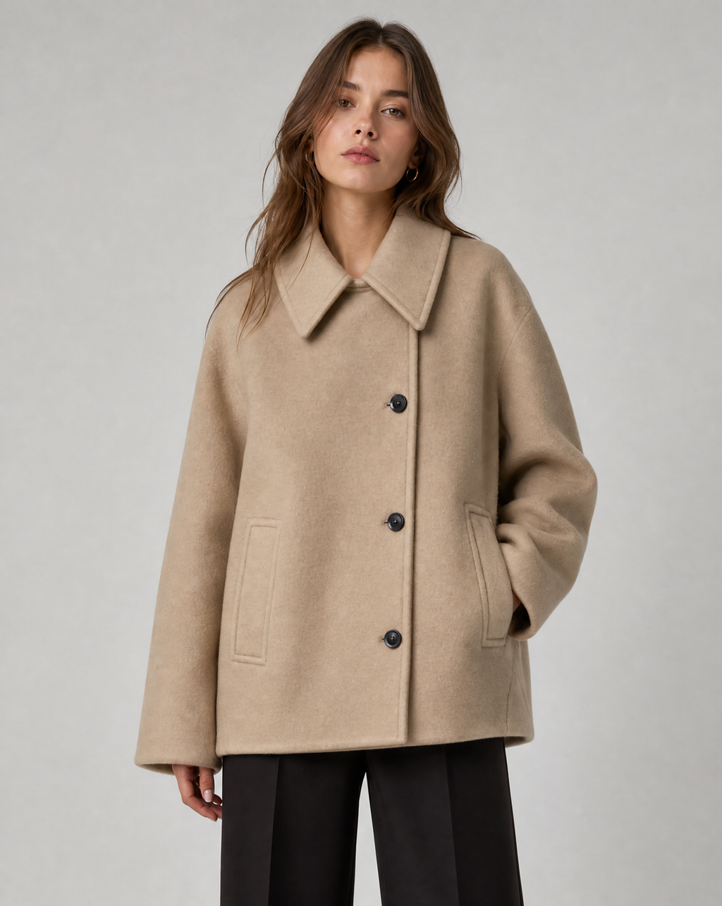 Women's Wool-Blend Short Coat Jacket for Winter