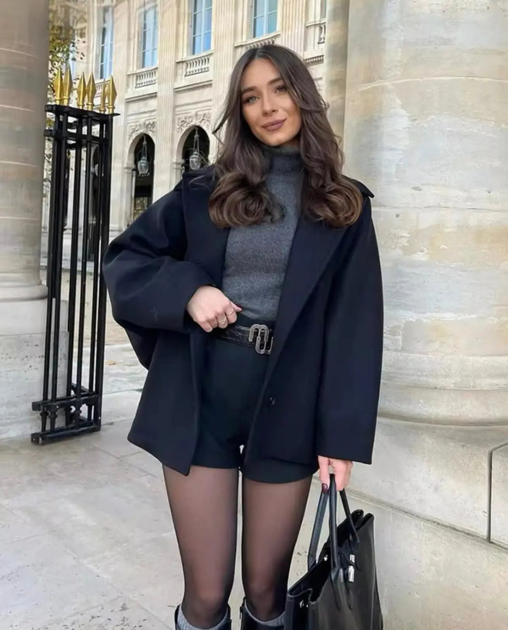 Women's Wool-Blend Short Coat Jacket for Winter