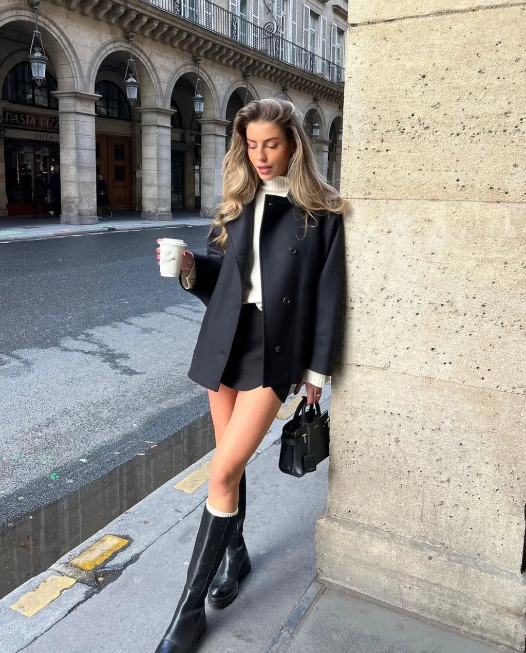 Women's Wool-Blend Short Coat Jacket for Winter