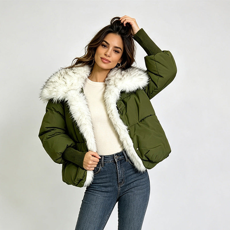 Women's Wool-Lined Turn-Down Collar Coat
