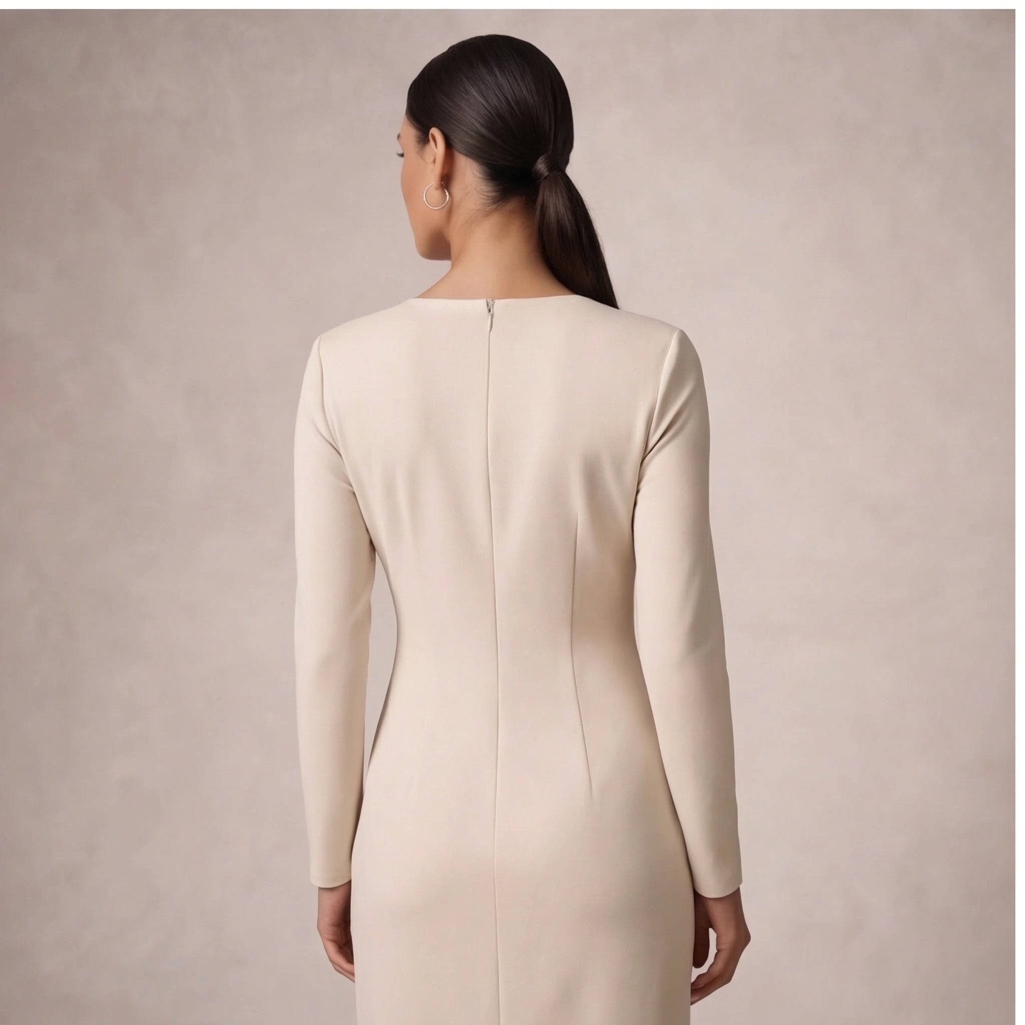 Women's Wrap Midi Dress with Long Sleeves