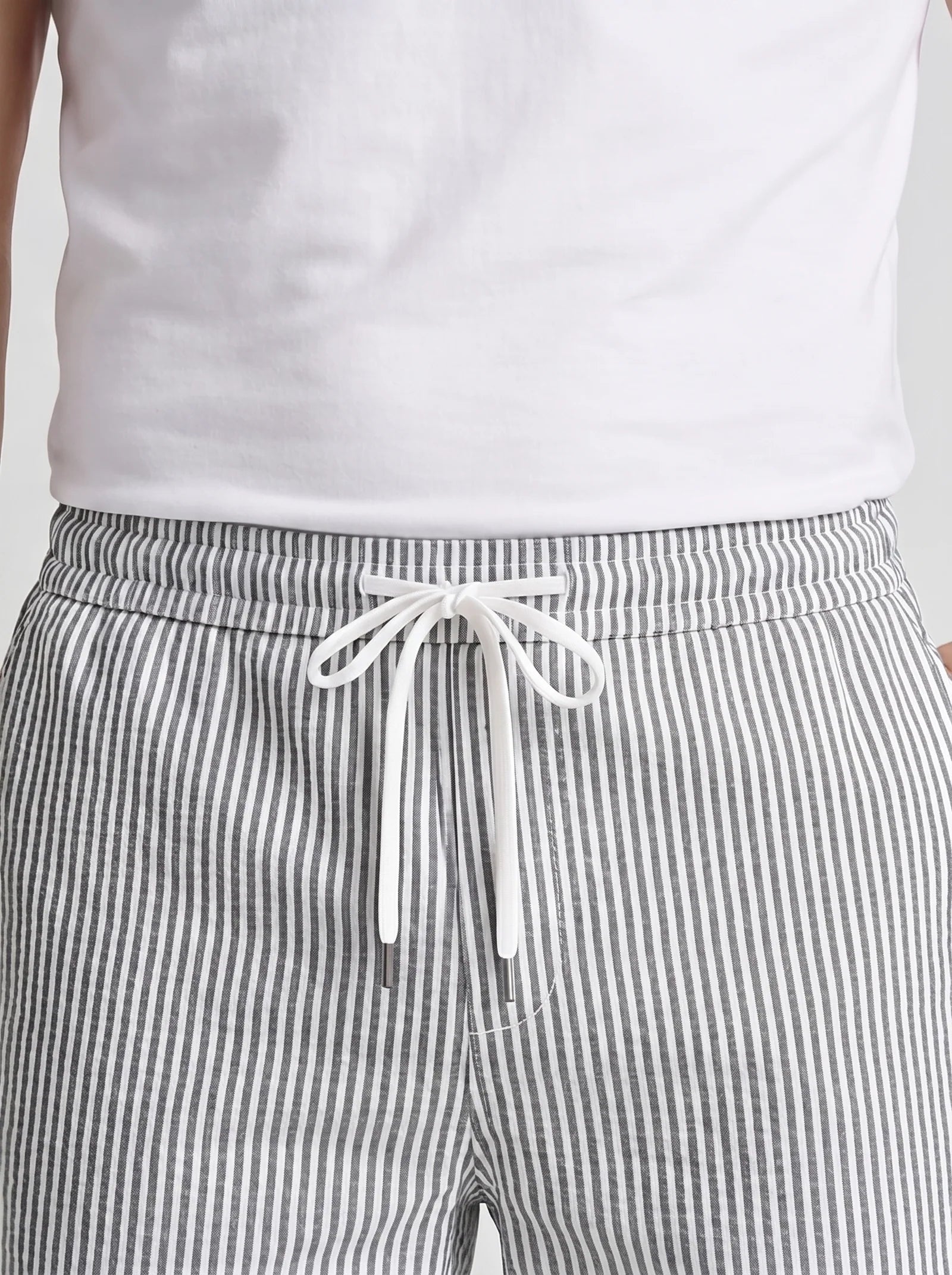 Men's Casual Striped Shorts with Adjustable Drawstring Waist