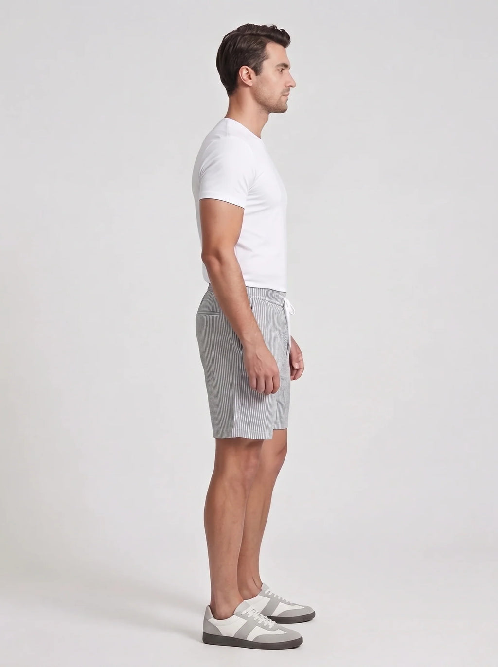 Men's Casual Striped Shorts with Adjustable Drawstring Waist