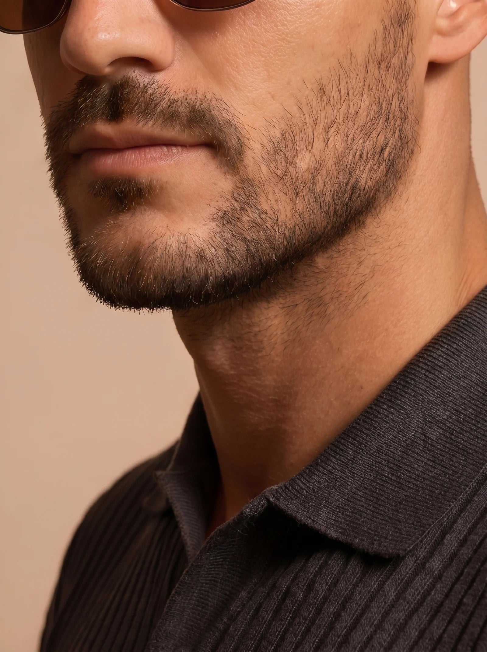 Men's Slim Fit Ribbed Polo Shirt with V-Neck Collar