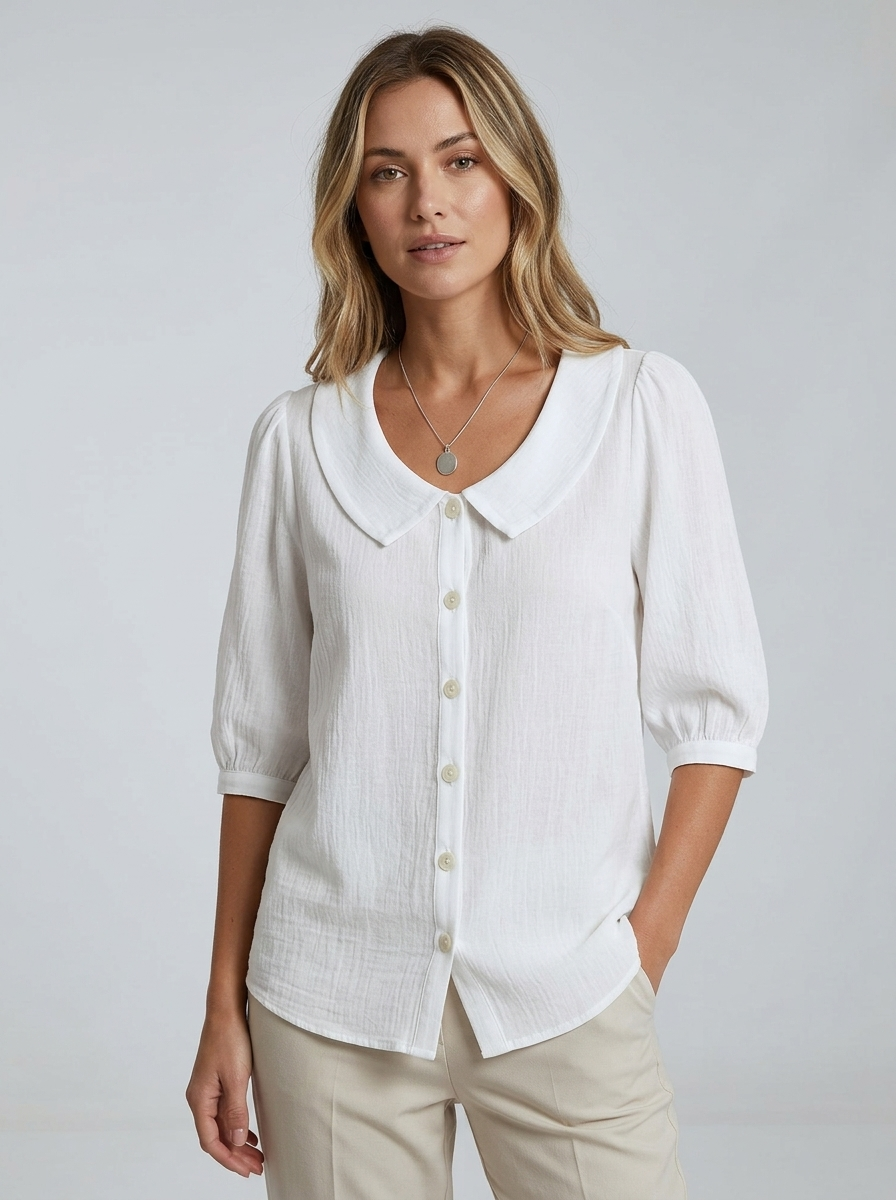 Women's Short Sleeve Blouse - Casual Summer Top