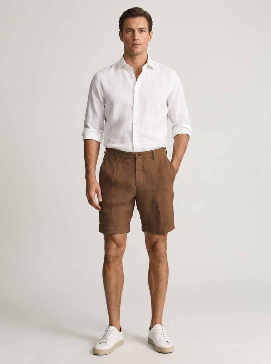 Men's Linen Chino Shorts for Summer Casual Wear