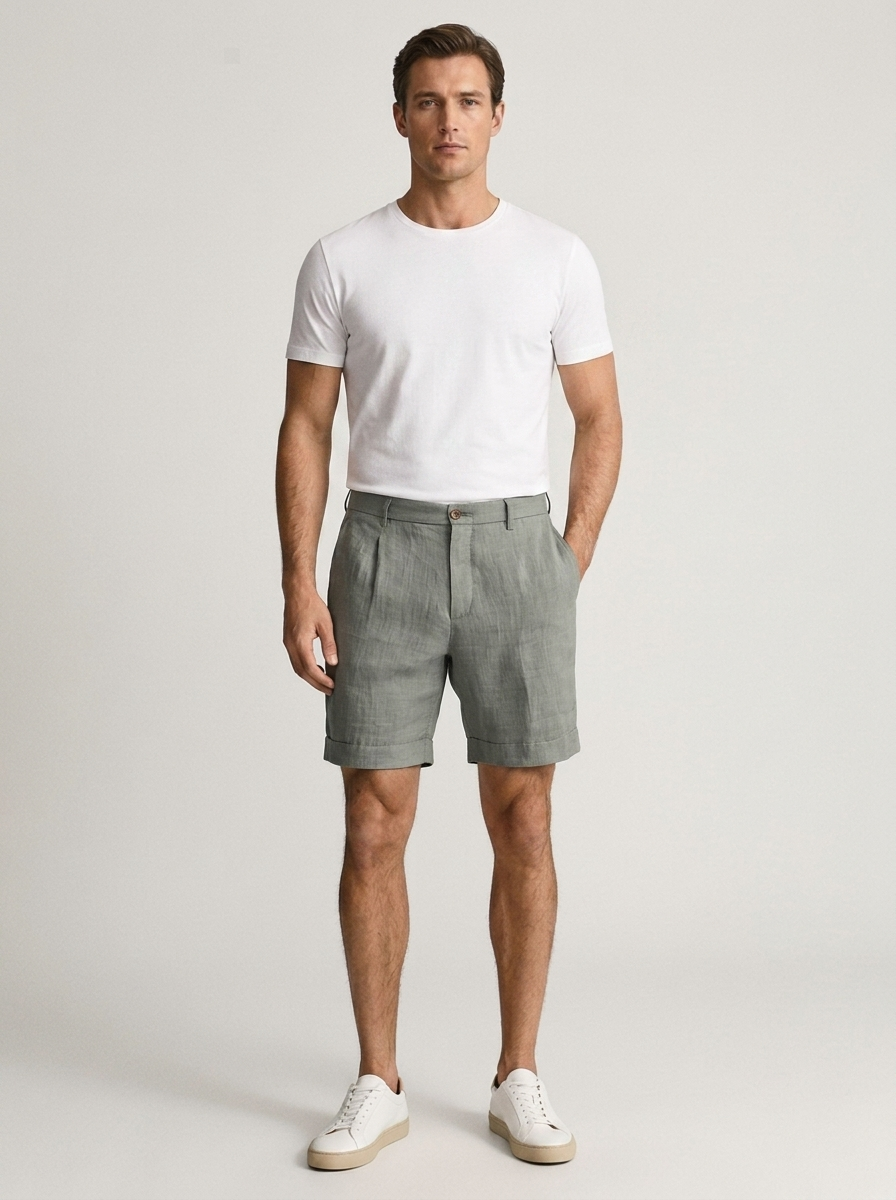 Men's Linen Chino Shorts for Summer Casual Wear