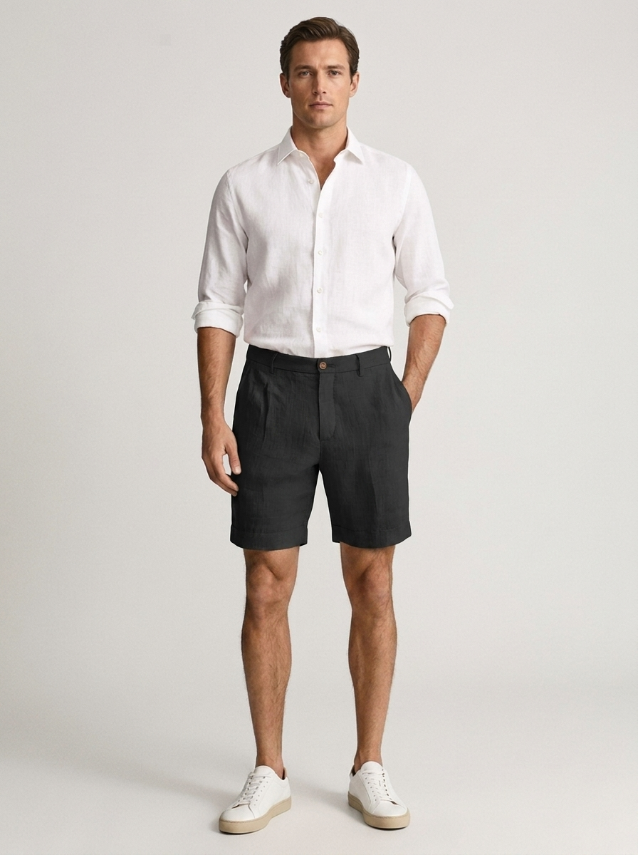 Men's Linen Chino Shorts for Summer Casual Wear
