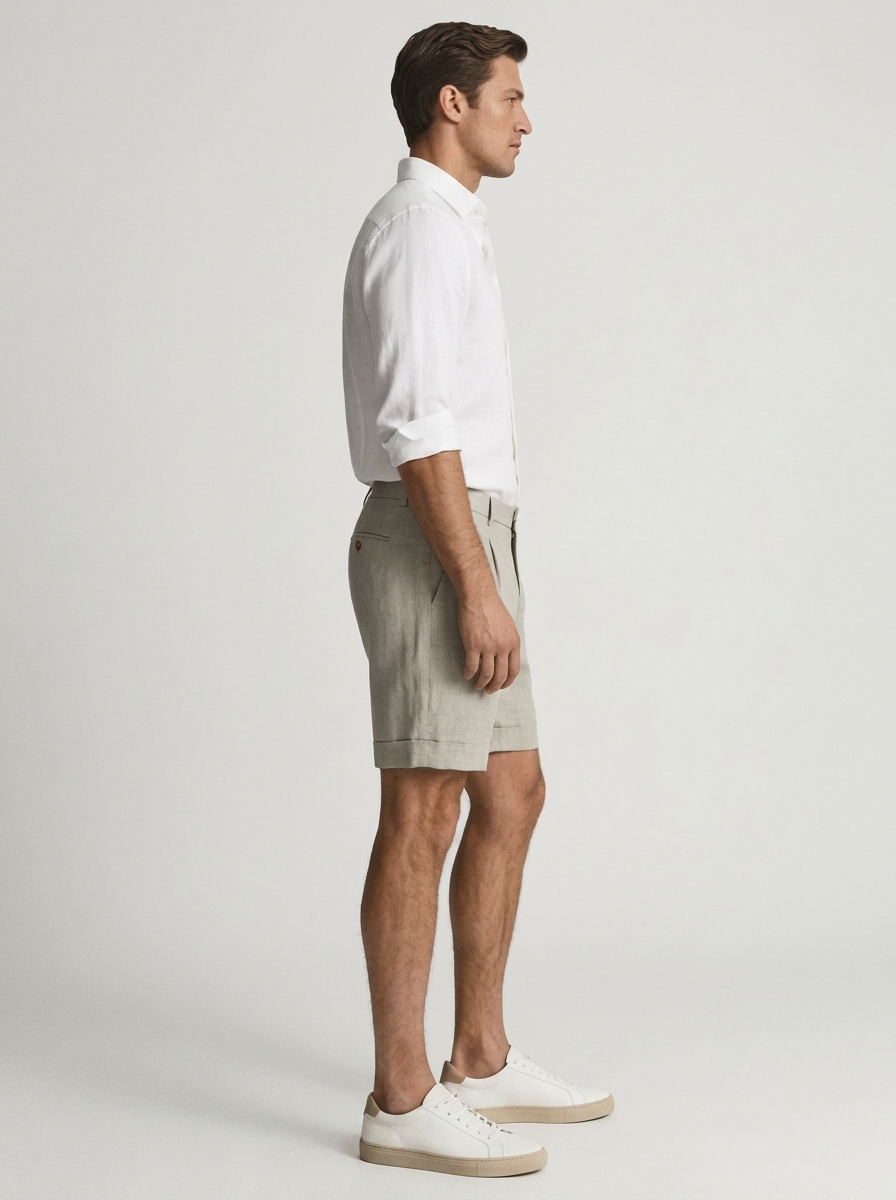 Men's Linen Chino Shorts for Summer Casual Wear
