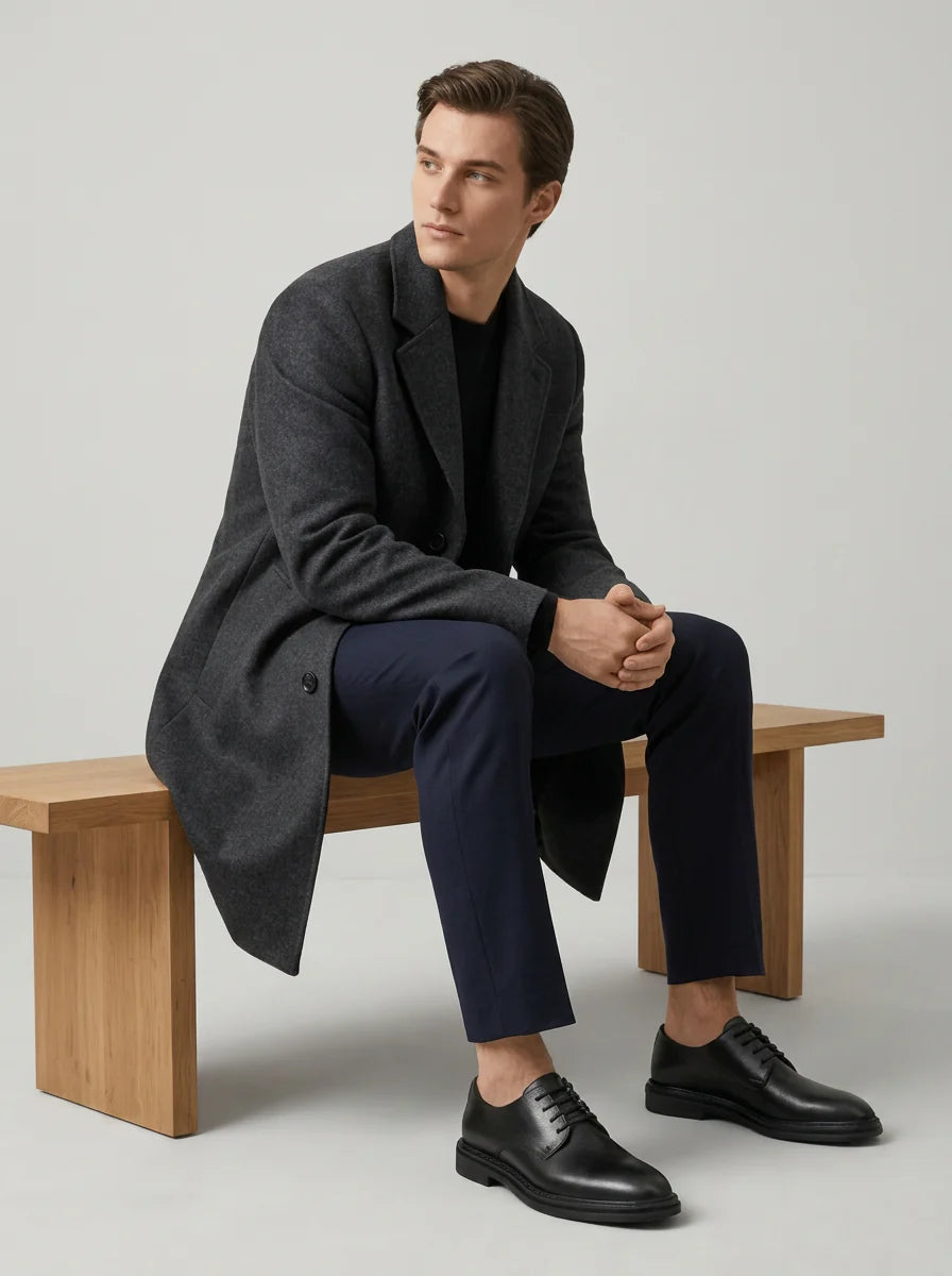 Men's Elegant Lace-Up Derby Shoes for Formal and Casual Wear