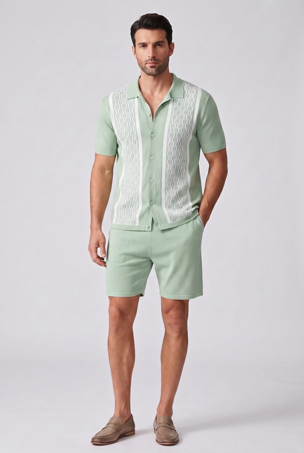 Men's Summer Short Sleeve Shirt and Shorts Set