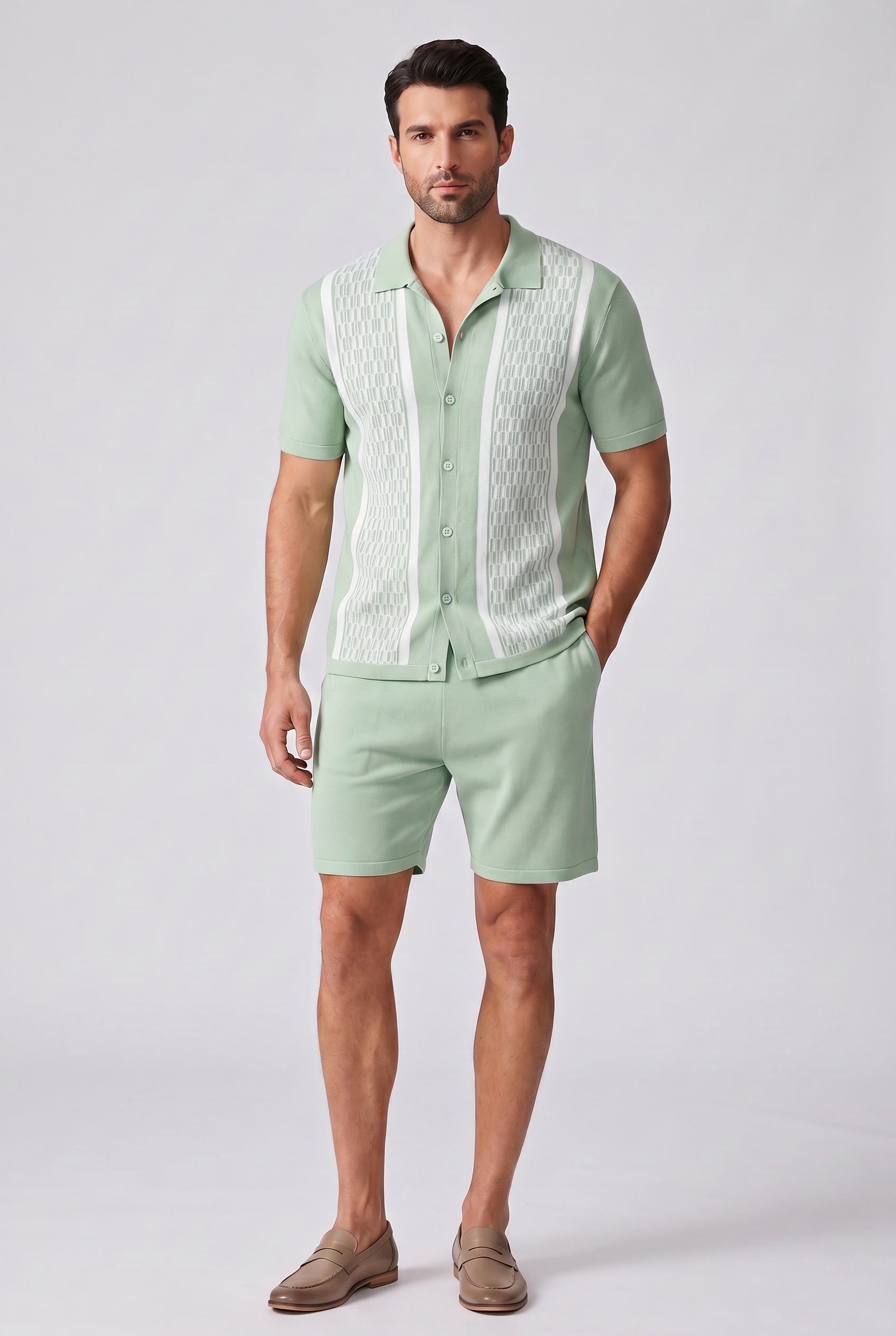 Men's Summer Short Sleeve Shirt and Shorts Set