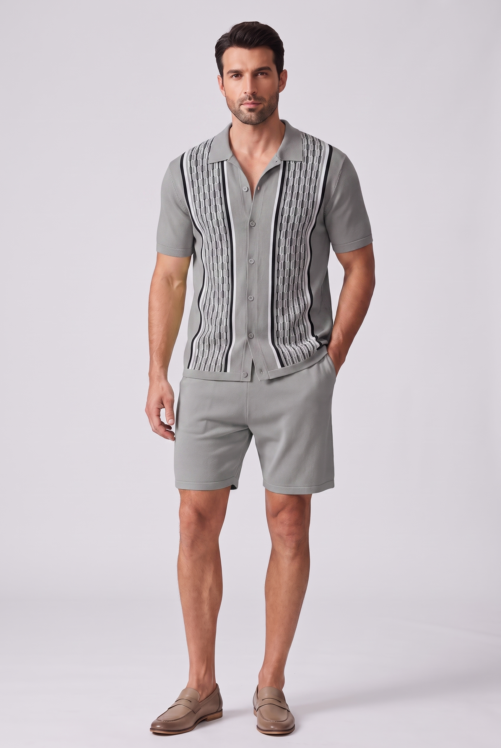 Men's Summer Short Sleeve Shirt and Shorts Set